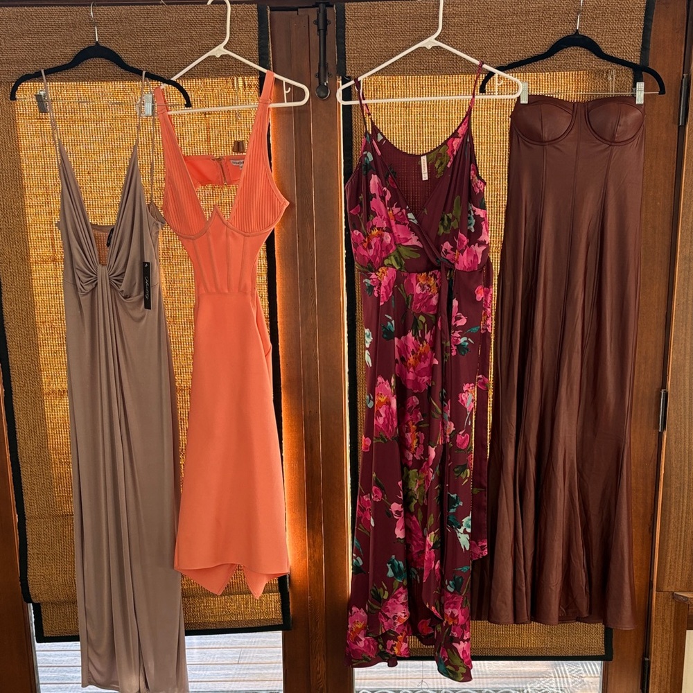Floral Pink and Burgundy Maxi Dress